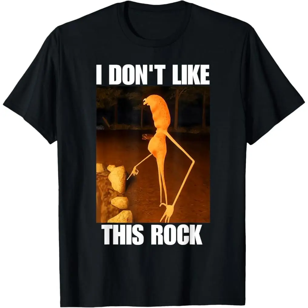 Unisex Short-Sleeve 100% Premium Cotton Classic Crew-Round Neck Casual Graphic Tee, Marcus The Worm "I Don't Like This Rock" Print Sports Top