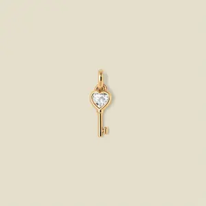 CZ Heart Key Charm