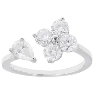 JTV Moissanite Platineve Clover Ring 1.35ctw DEW