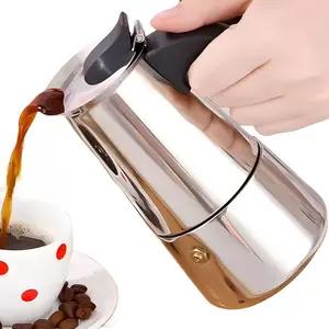 Stainless Steel 4 CUP Stovetop Moka Pot Espresso Percolator Coffee Maker for Italian Cuban Café Greca Brewing