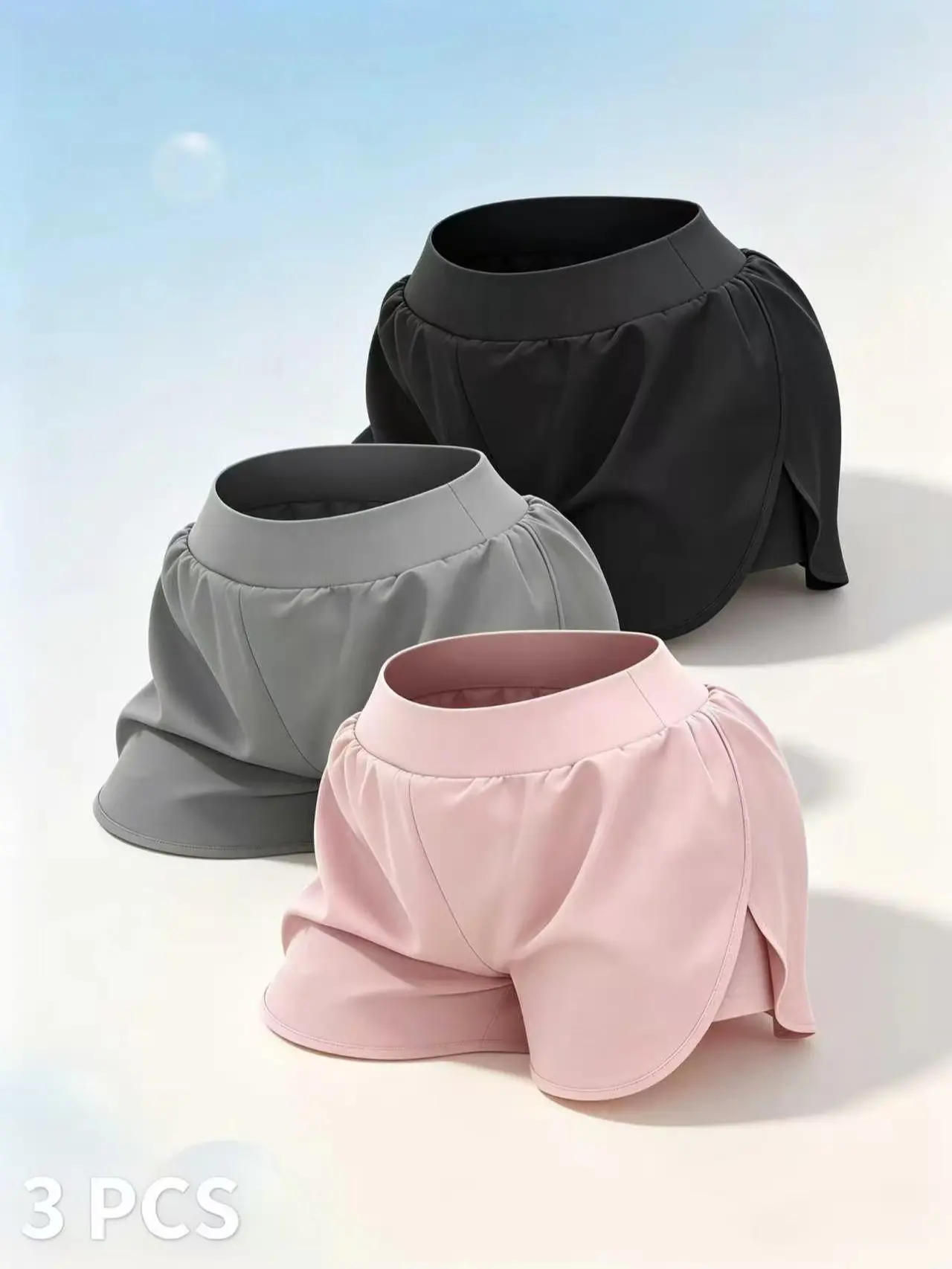Women’s 3-Pack 2-in-1 Pocket Athleisure Shorts, Solid Color, 4-Way Stretch, Anti-Chafe Soft Fabric, Breathable Quick-Dry Sweat-Wicking, All-Day Fit for Yoga, Walking & Summer Daily Wear vibe summery casual loose-fitting elastic waist women versatile
