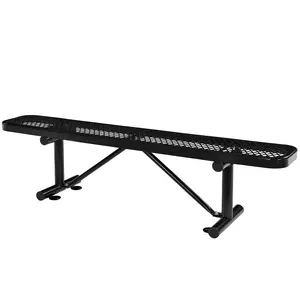 HIG Heavy Duty Expanded Metal Mesh Picnic Table, Industrial Style Outdoor Bench with Steel Frame, 1000 lbs Capacity, Black Thermoplastic Coating (Black)