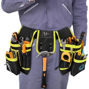 Heavy-Duty Men's 26-Pocket Magnetic Tool Belt, Adjustable Anti-Slip Comfortable Work Pouch, Professional Removable Gear Bag for Electricians Carpenters Construction, Durable Outdoor Repair Utility Belt