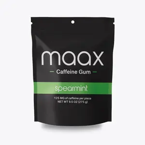 Maax Caffeine Gum | 125mg per piece | 50 pieces per bottle | Spearmint | Energy and Focus