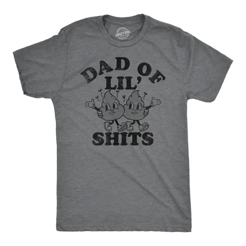 Mens Funny T Shirts Dad Of Lil Shits Sarcastic Fathers Day Graphic Tee for Men Mens Funny T Shirts Cool Vintage Graphic Tees Dad Joke Shirts for Men Funny Sarcastic Short Sleeve Novelty Tees for Guys Dark Grey
