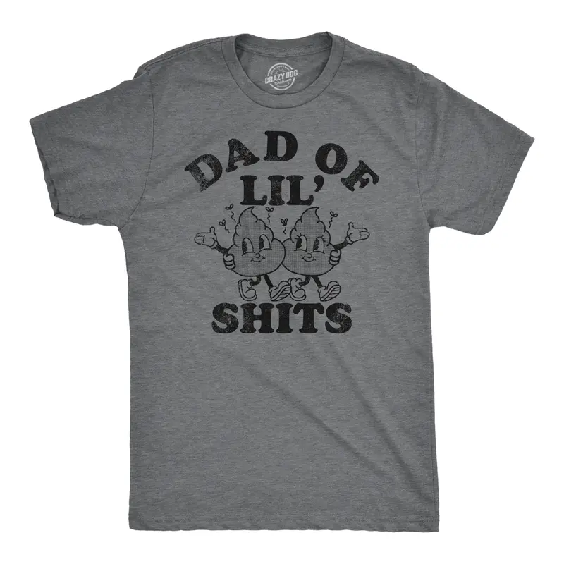 Mens Funny T Shirts Dad Of Lil Shits Sarcastic Fathers Day Graphic Tee for Men Mens Funny T Shirts Cool Vintage Graphic Tees Dad Joke Shirts for Men Funny Sarcastic Short Sleeve Novelty Tees for Guys Dark Grey