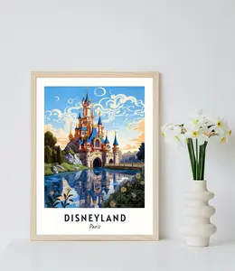 Disneyland Travel Print, Disneyland - Paris Travel Gift, Printable City Poster, Wedding Gift, Birthday Present