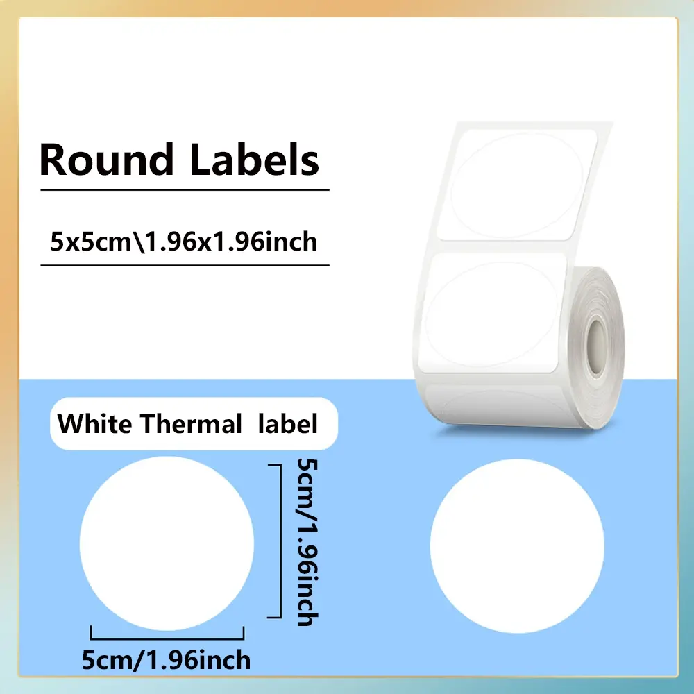 Circular/square Thermal Paper Sticker Labels, Direct Thermal Labels, Self Adhesive Label, Round Label, Circle Sticker Label, Transparent/ Thermal Label Printing Paper, Direct Thermal Stickers, Compatible with Phomemo M220 M200 M221 M110 P50 P80 P1