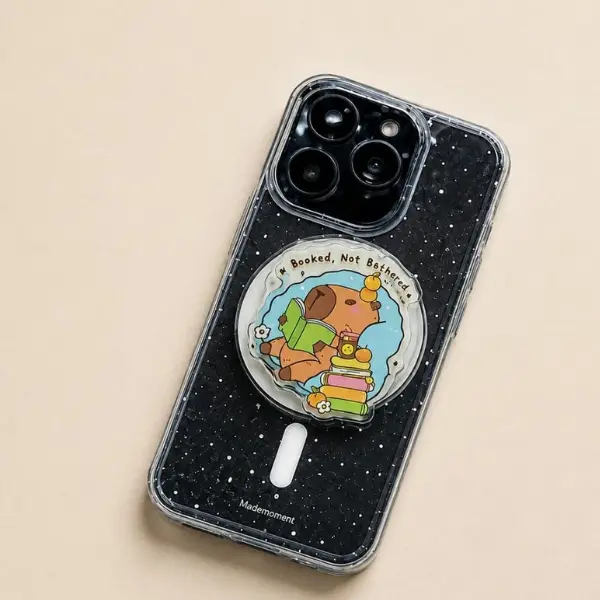 Booked, Not Bothered Capybara MagSafe Phone Grip, Funny Cute Animal Bookish PopSocket, Aesthetic Reader Accessory, Chill Reading Vibe, BookTok & Capybara Lover Gift