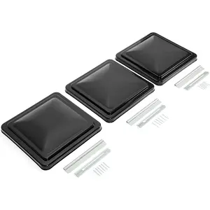 KQQIO 14" Roof Vent Cover Compatible with Ventline Previous to 2008 & Elixir Vents starting 1994 Replacement RV Vent Lid Roof Part Kit Black - 3Pcs