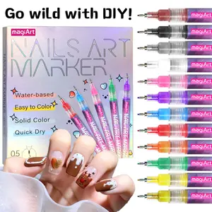 12-Color Nail Art Doodle Pen Set Quick-Dry Neon Vibrant Colors Dual-Function Tips for DIY Nail Art & 3D Dot Embroidery Home & Salon Use Manicure ,nail tech supplies, nail kit for beginner