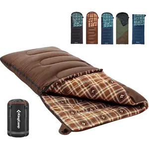 KingCamp Sleeping Bag for Adults – Cold Weather Extra Wide Big & Tall, Cotton Flannel Lining, Can Be Zipped Left/Right for Multi-Scene Use, Portable with Compression Sack, Waterproof for Outdoor Camping