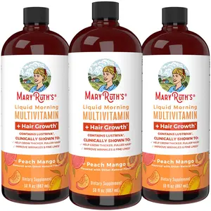 MaryRuth's Liquid Multivitamin + Hair Growth - Clinically Tested Lustriva for Thicker Hair in Women - Improve Facial Wrinkles - Vegan - 3-Pack, 30 Oz MaryRuth's Liquid Multivitamin + Hair Growth - Clinically Tested Lustriva for Thicker Hair in Women - Improve Facial Wrinkles - Vegan - 3-Pack, 30 Oz