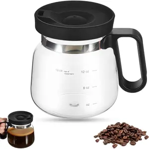 16 Oz Large Capacity Glass Coffee Mug, Multi-functional Mini Coffee Pot Cup with Spill-Proof Lid, Heat Resistant Portable Drinking Tumbler, Reusable Clear Glass Water Cup, Ideal Daily Drinkware and Holiday Gift for Coffee Lovers mini coffee pot mug