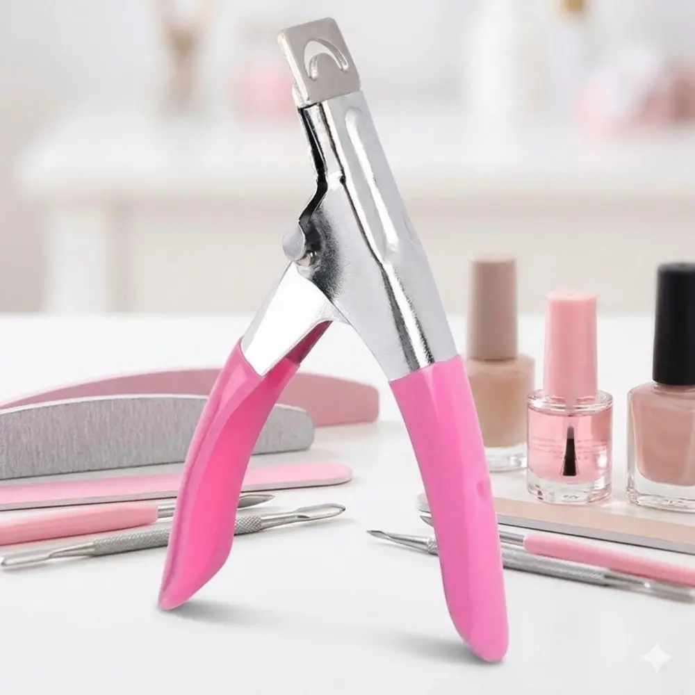 Professional U-Shape Nail Clipper for Acrylic & Artificial Nails - Anti-Shatter Smooth Cutting, Precision Grip, Ergonomic Handle, Curved Blade, Safe Edges, Rust-Resistant, Portable Case, Multi-Size Trimmer, Durable Design, Acrylic Nail Clippers