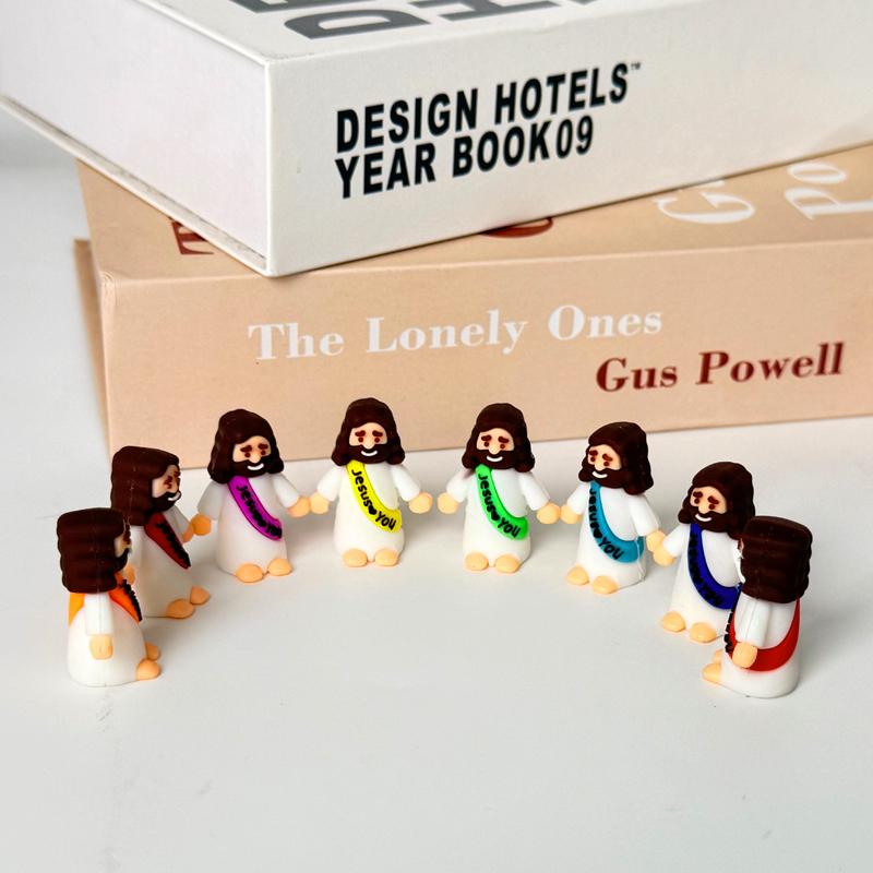 Bememo 30 Pcs Little Jesus Figures Original Design Jesus Love You Mini Rubber Toys to Hide and Seek Christmas Religious Party Favors Sunday School Baptism Gifts(Lively Colors)