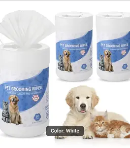 Pet Grooming Wipes for Dogs & Cats - Hypoallergenic Cleaning Wipes - 80 Count