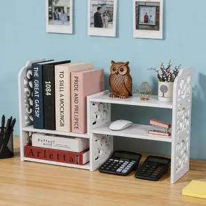 Bookshelf Desktop Organizer, Adjustable Multi-Layer Book Stand, Mobile Desk Storage Rack for Students and Office Use, Tabletop Workstation
