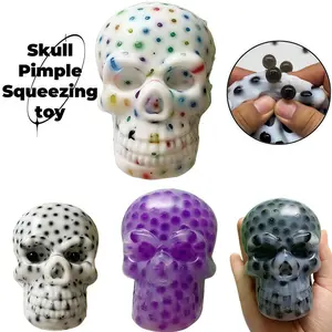 Tpr Skull Pimple Squeeze Toy, Stress Relief Toys, 5 Squeeze Beads, Bursting Bead Toys, Elastic Squeeze Beads, Adult Toys, Party Favors, Decompression Squeeze