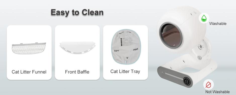 Self Cleaning Cat Litter Box 65L Automatic Cat Litter Box w/ Trash Bag & Litter Mat Smart Cat Toilet App Control 2.4G WiFi