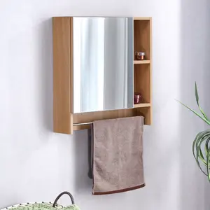 Wall-Mounted Bathroom Mirror Cabinet Over Toilet with Shelves & Towel Rack, Medicine Storage