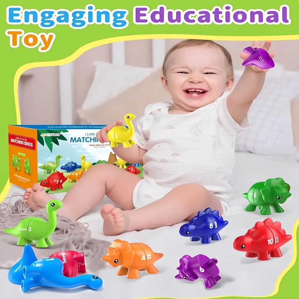 Dinosaur Montessori Numbers Learning Set for Toddlers 3-5, Preschool Sensory Matching Game, Number Recognition & Math Learning Tool, Color Shape Sorting Fine Motor Skill Toys, Educational Math Learning Toys for Boys Girls, Premium Preschool Baby Toy Gifts