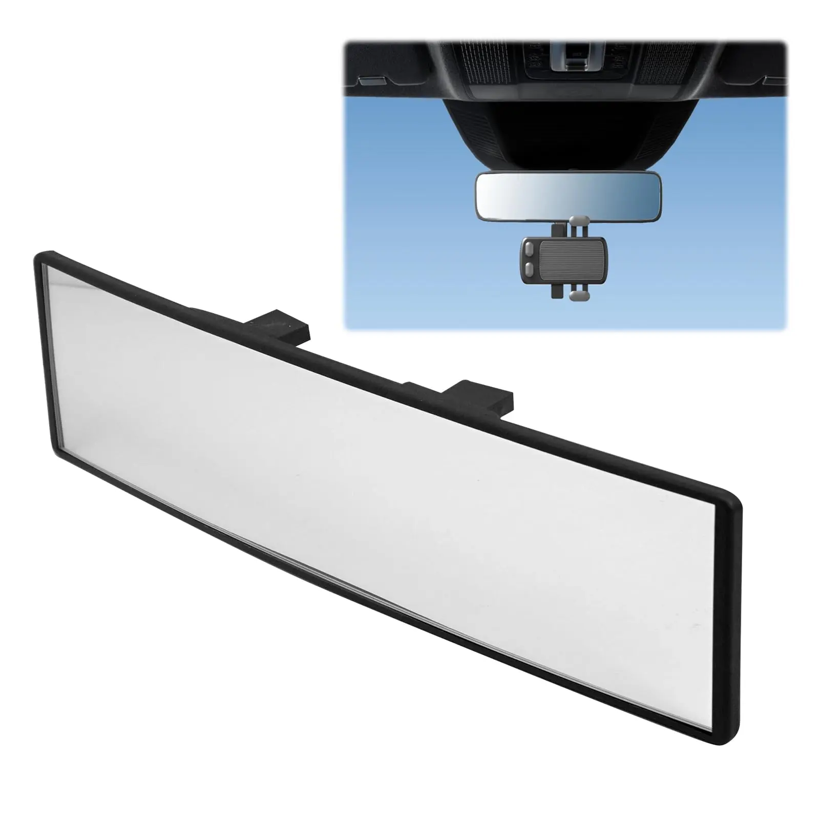 11.81 Inch Universal Wide Angle Panoramic Convex Car Mirror, Reversible Rearview Mirror for SUV & Trucks, High Quality Glass Anti-Fall Structure