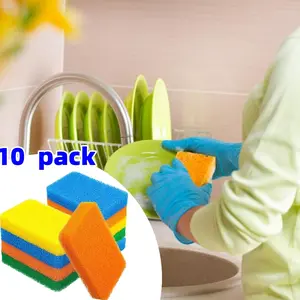 10 Pack Multi-color Silicone Dishwashing Sponge Set - Multicolour Reusable Non Scratch Scrubbing Sponge, 4.5 X 2.8 X 0.8 in, Suitable for Kitchen, Bathroom, Car and Outdoor Use, Can Be Used As A Dishwasher Cleaning Pad, Multifunctional Cleaning Tool