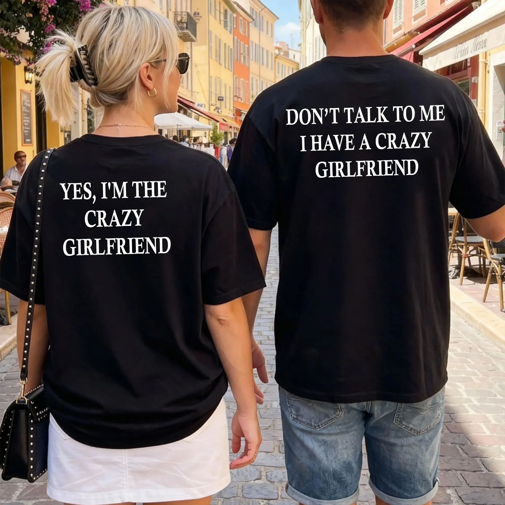 [100% Cotton] Funny Crazy Girlfriend Couple Shirts, Matching Couples T-Shirts, Couple Tee, Relationship Humor Shirt Set, Boyfriend Girlfriend Matching Gift, Anniversary Couples Outfit