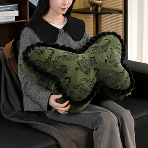 Luxurious Butterfly Shape Embroidered Throw Pillow 23.62x15.75 Inches, Decorative Cushion for Sofa Living Room Bedroom Office