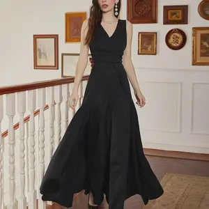 Women's Bridesmaid Jumpsuit - Deep V Neck, Sleeveless, High Waist, Wide Leg Pants, Loose Fit Cocktail Romper Outfit