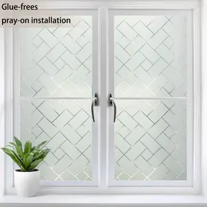 Privacy Window Film Roll, 45cm X 500cm Decorative Frosted Glass Static Cling Sticker, Shade Vinyl Cover, Privacy Film for Glass Windows, for Home Kitchen Living Room Bathroom, Window Privacy Films