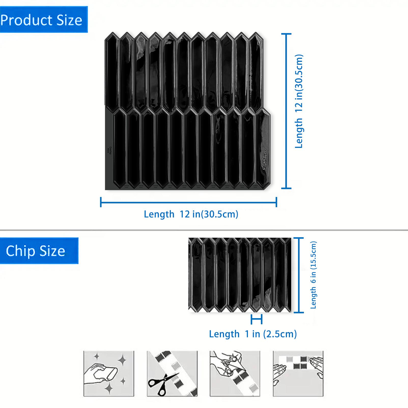 DEWOO Peel-and-Stick Tile Stickers — Removable Self-Adhesive Wall Decals — Suitable for Kitchen Backsplashes, Bathrooms, and Laundry Room Wall Decor — 10-Pack (12" x 12")