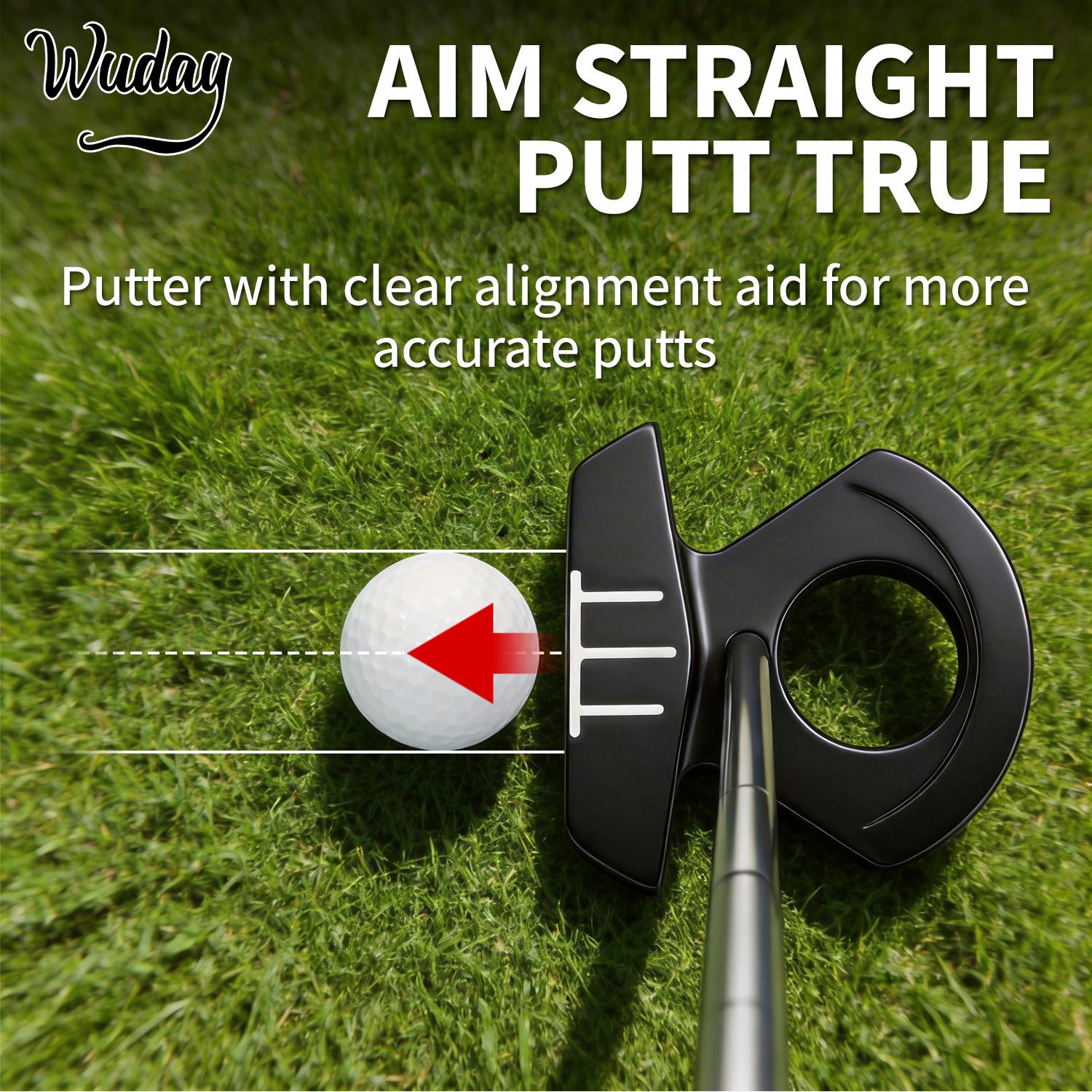 WUDAY Auto-Aligning Stability Golf Putter - Stop Missing Short Putts, Mallet Head with Zinc Alloy & Stainless Steel Shaft, Non-Slip Natural Rubber Grip for Precision Control