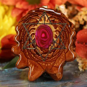 Pink Paua Shell with Gold Merkaba