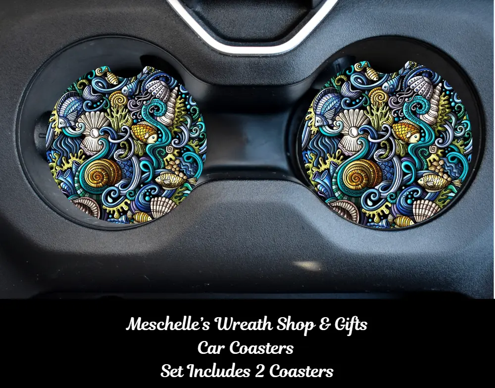 Nautical Sea Shell Car Coasters, Stylish Vehicle Accessories, Functional Car Interior Decor Accents