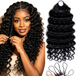 SISWIN Deep Curly Burmese Curly Crochet Hair 10A Human Hair Natural Black Miracle Knots Pre-Separated Feather Soft Boho Braid 50g/Pack 50 Strands Deep Curly Texture  Easy Install #CrochetHair #BurmeseCurly #DeepCurly #HumanHairCrochet