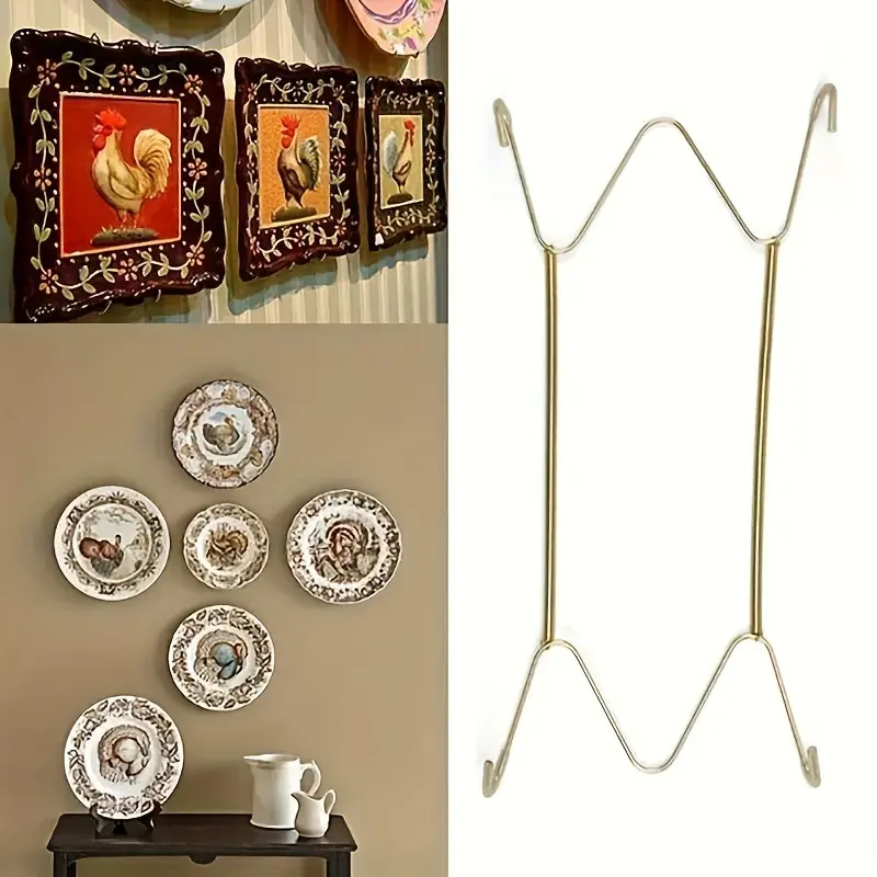 8/10pcs W Type Invisible Spring Hanging Dish Rack for Kitchen Counter, Cabinet and Shelf - 8/10/12 Inches Wall Display Plate Holder for Kitchen Organizers and Storage - Stylish Home Decor and Porch Entrance Decor