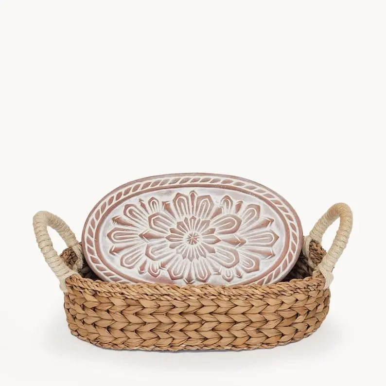 Housewarming Gift, Handmade Wedding Gift, Bread Warmer Ceramic Warming Stone Basket