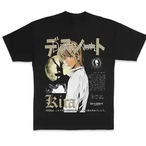 Death Note Light Yagami Moon Light Vintage Graphic T-Shirt, Classic Anime Manga Printed Tee, Unisex Streetwear Casual Tops for Men Women Anime Fans Apparel QL6