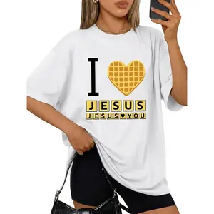 I Love Jesus Jesus Loves You Waffle Shirt, Bryce Crawford Merch, Christian Graphic Tee, Funny Christian Breakfast T-Shirt, Unisex Casual  Inspirational Tee