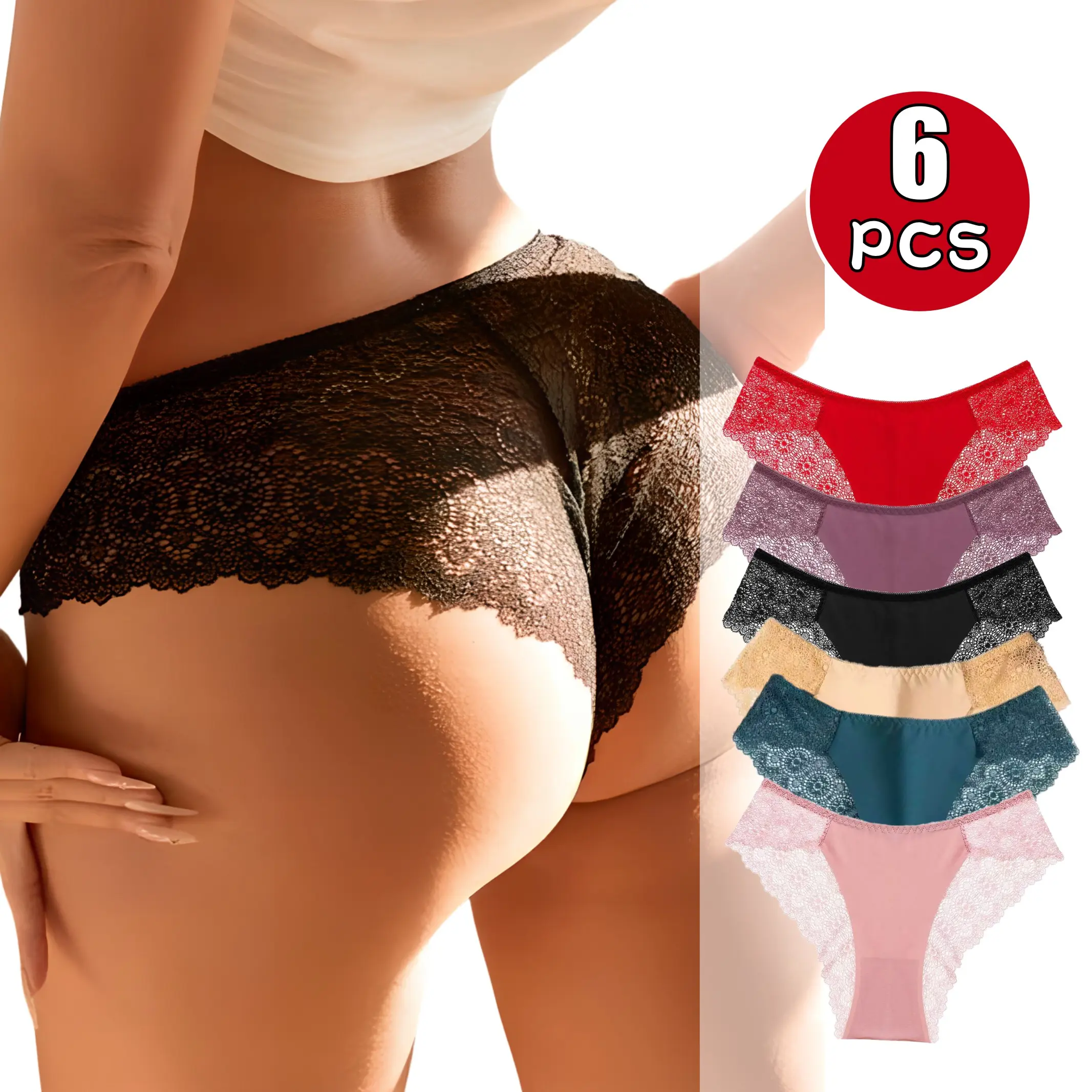 Women's 12-Pack Assorted Contrast Lace Panties Gift Set, Buttery Soft Seamless No-Show Underwear, Breathable Cotton Crotch, High Stretch Lightweight Daily Intimates, Ideal Gift for Women