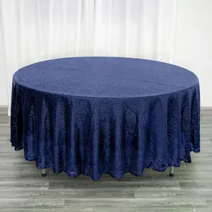 Sequin Round Tablecloth 108" Navy Blue with Glittering Finish Table Cover