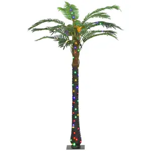Artificial Lighted Coconuts LED Light Color Changing Up Tropical Palm Tree with Remote for Indoor Outdoor Pool Party D cor