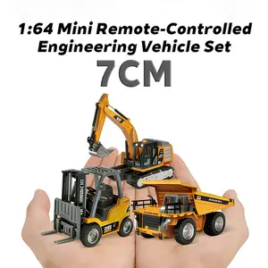 Mini Remote Controlled Alloy Forklift, Excavator, Dump Truck Set, 1:64 Scale, APP/2.4g Dual Control, Three Speed Gears, Perfect Gift