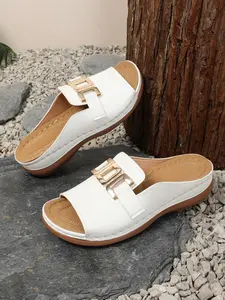 Women's Fashionable Plain Color Double Buckle Design Heeled Sandals, Casual Comfortable Sandals for Beach, Party, Wedding, Daily Wear, Summer, Footwear