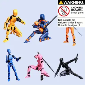 Multi-Jointed Action Figure Lucky Doll Building Blocks, 3D Printed Dummy Toy for Kids 3-12, DIY Stress Relief Gift