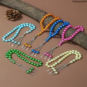 10cm Cracked Glass Bead Handmade Bracelet - 42-Piece Prayer Bead Fashion Accessory, Ideal as an Anniversary Gift