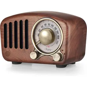 Walnut   Speaker Radio - Retro Style, Bass Enhancement, Loud Volume,  5.0, MP3 & FM Radio