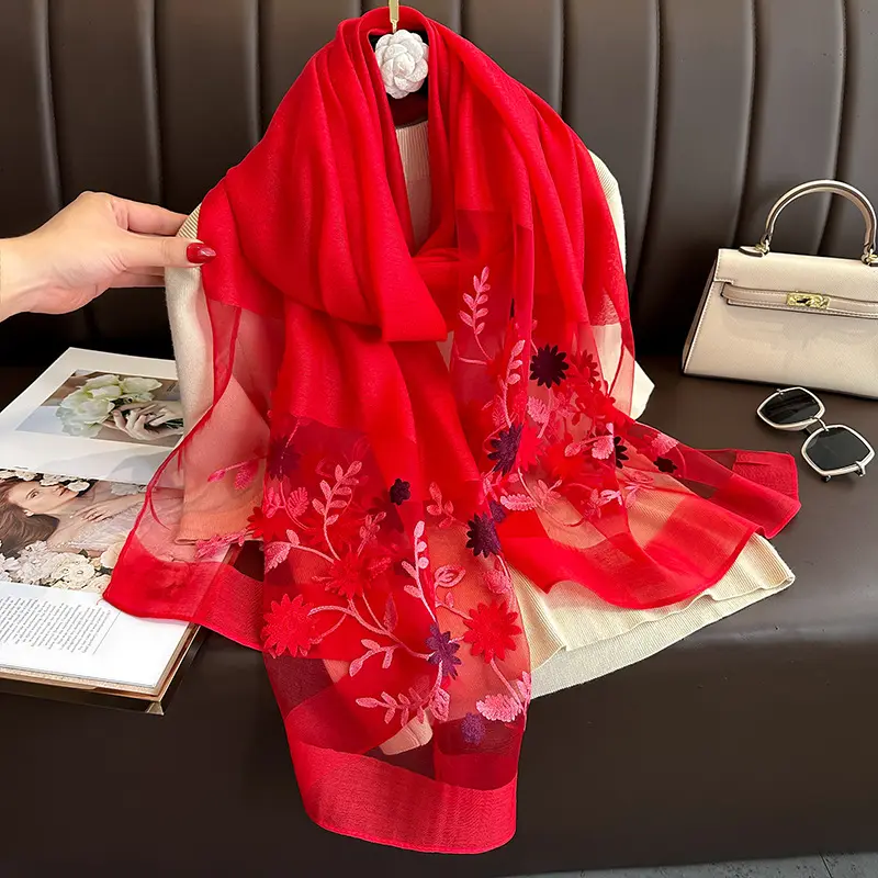 embroidered fresh red